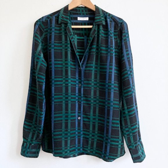 Equipment Women's Adalyn 100% Silk Shirt Blouse Black Ink Multi Camp V Collar S - Picture 3 of 14